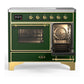 Ilve UMDIB40NR3EGG Ilve Umdib40Nr3Egg Majestic Iii 40 Inch Induction Range With 6 Elements, 3.82 Cu. Ft. Total Oven Capacity (Triple Glass Door, Emerald Green, Brass)