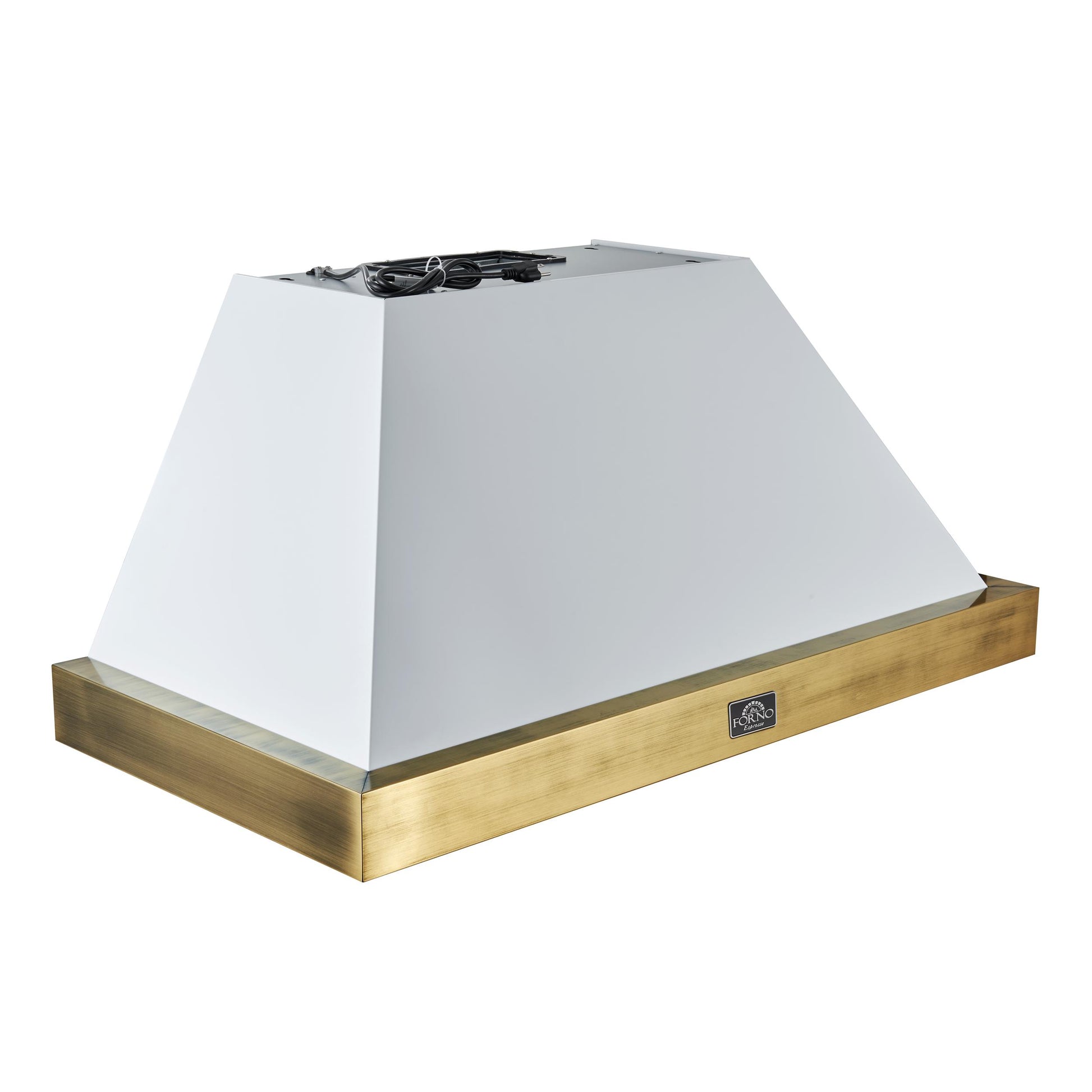 Forno FRHWM507848WHT Forno Vittorio 48-Inch Wall Mount Range Hood, White With Antique Brass Trim, 424 Cfm Airflow, Dishwasher-Safe Baffle Filters, Remote Control, 3-Speed Fan, Bright Led Lighting