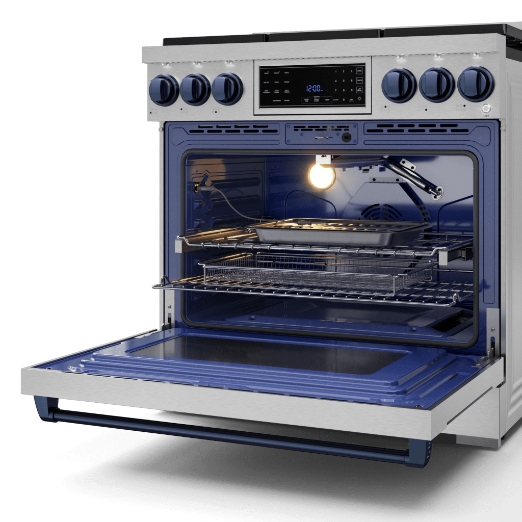 Thor Kitchen RSG36BLU 36 Inch Professional Gas Range With Tilt Panel Touch Control In Stainless Steel/Blue Gordon Ramsay Series - Rsg36-Blu