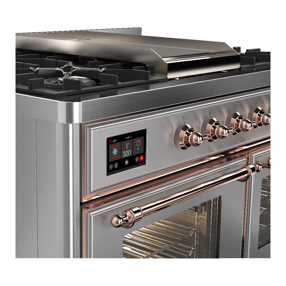 Ilve UMD40FNR3SSP Ilve Umd40Fnr3Ssp Majestic Iii 40 Inch Dual Fuel Range With 6 Burners And Griddle, Dual Function Burner Up To 25,000 Btu (Natural Gas, Triple Glass Door, Stainless Steel, Copper)