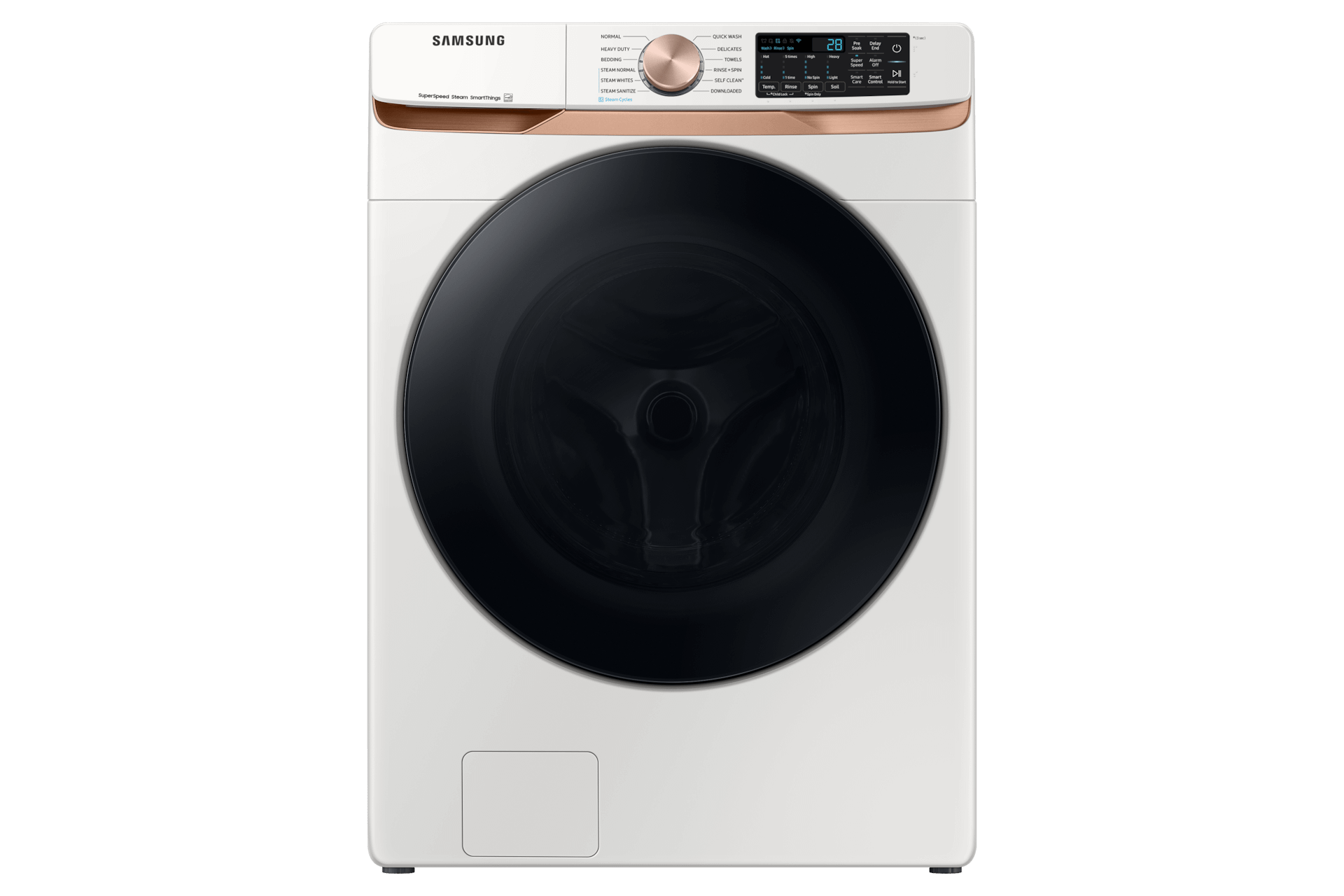 Samsung F1668783209249 Extra Large Capacity Smart Front Load Washer And Electric Dryer Set With Super Speed Wash, Steam Sanitize+, And Sensor Dry In Ivory