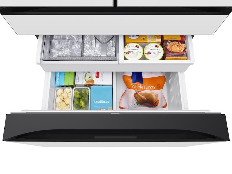 Samsung RF90F29AEW Bespoke 29 Cu. Ft. 4-Door French Door Refrigerator With Ai Family Hub&#8482;+ & Ai Vision Inside&#8482; In White Glass