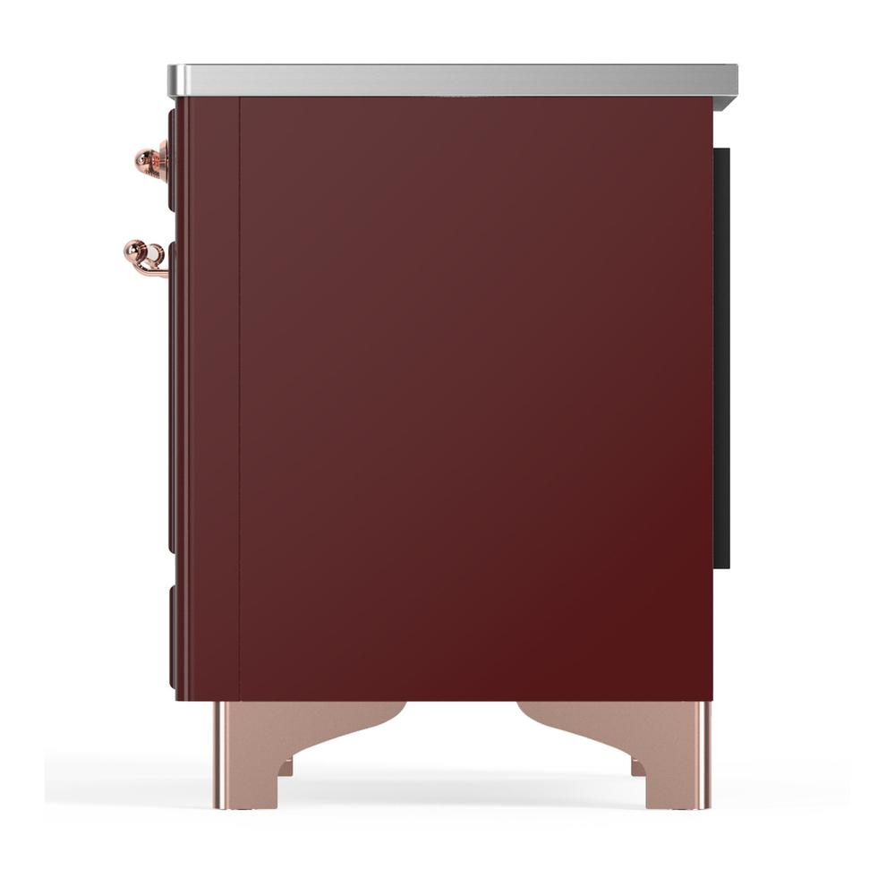 Ilve UMDIB40NR3BUP Ilve Umdib40Nr3Bup Majestic Iii 40 Inch Induction Range With 6 Elements, 3.82 Cu. Ft. Total Oven Capacity (Triple Glass Door, Burgundy, Copper)
