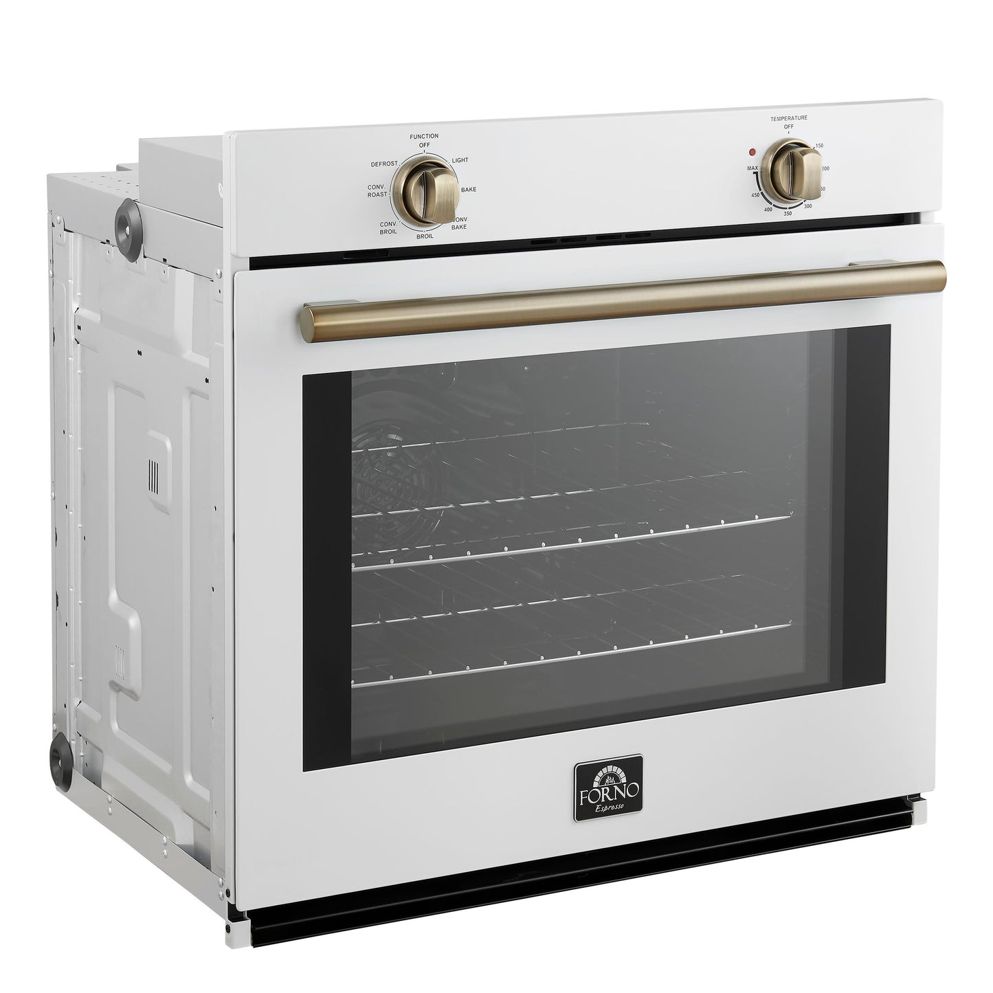 Forno FBOEL137030WHT Forno Vomero 30-Inch Wall Oven, White, 5 Cu.Ft Capacity, 3550 Watts Convection, Mechanical Controls, Manuel Steam Clean