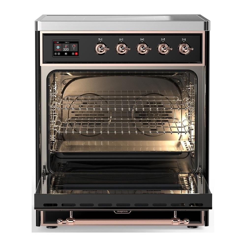 Ilve UMIB30NR3BKP Ilve Umib30Nr3Bkp Majestic Iii 30 Inch Induction Range With 4 Elements, 4 Cu. Ft. Oven Capacity (Triple Glass Door, Glossy Black, Copper)