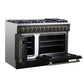 Forno FFSGS635648BLK Forno Galiano 48-Inch French Door Dual Fuel Range, Black & Antique Brass Design, 8 Sealed Burners - 107,000 Btu, Griddle, 6.58 Cu.Ft. Double Ovens
