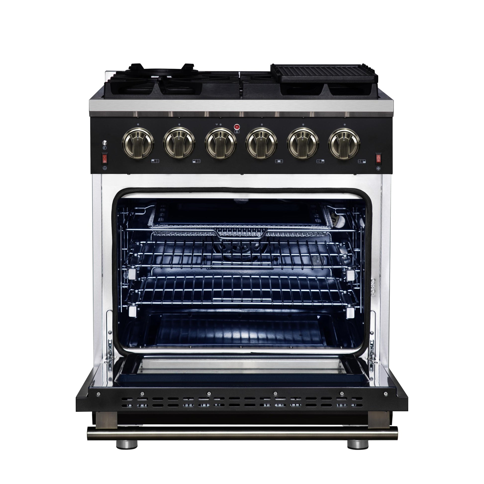 Forno FFSGS623930BLK Forno Massimo 30-Inch Black Freestanding Gas Range, 5 Burners, True Convection Oven