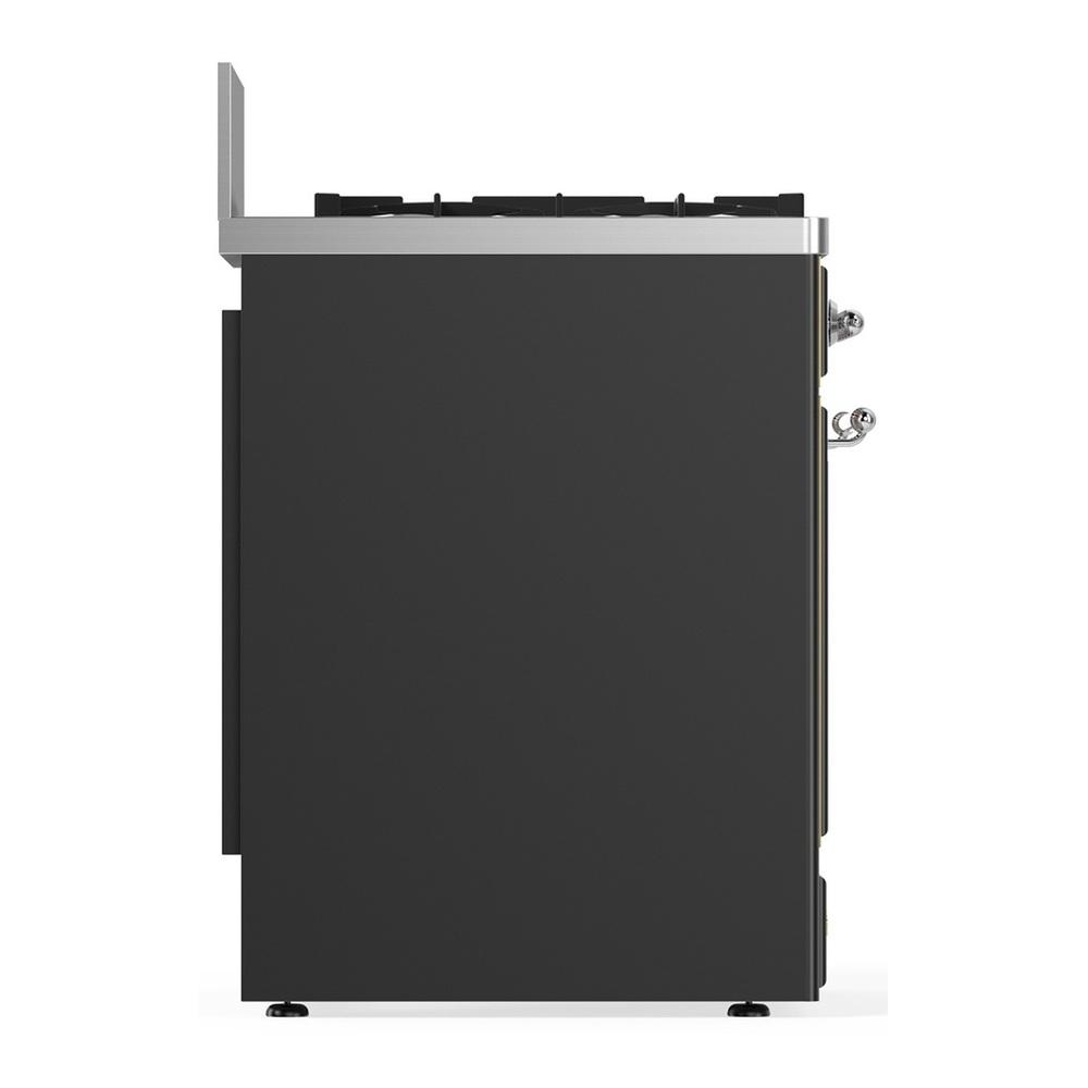 Ilve UM30NR3MGCLP Ilve Um30Nr3Mgclp Majestic Iii 30 Inch Dual Fuel Range With 5 Black Brass Burners, Dual Function Burner Up To 25,000 Btu (Liquid Propane, Triple Glass Door, Graphite Matte, Chrome)