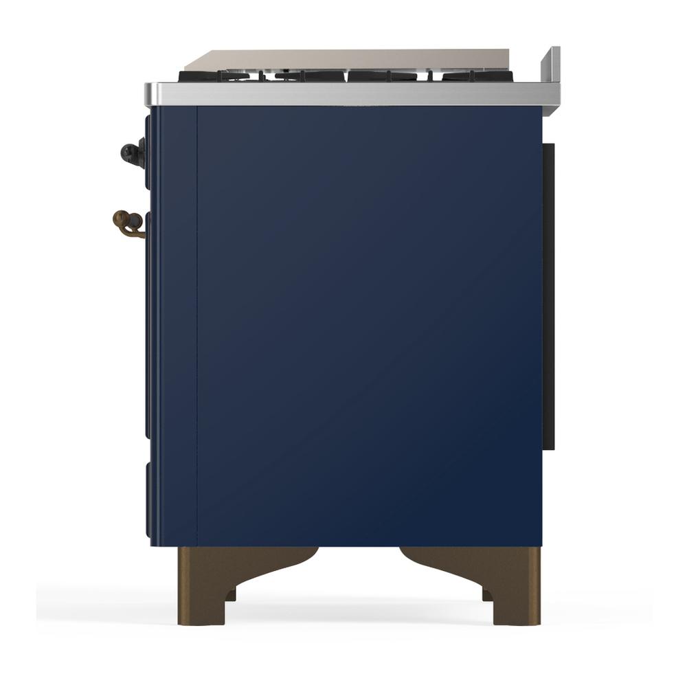 Ilve UM60FNR3MBBLP Ilve Um60Fnr3Mbblp Majestic Iii 60 Inch Dual Fuel Range With 9 Burners And Griddle, Dual Function Burner Up To 25,000 Btu (Liquid Propane, Triple Glass Door, Midnight Blue, Burnished)