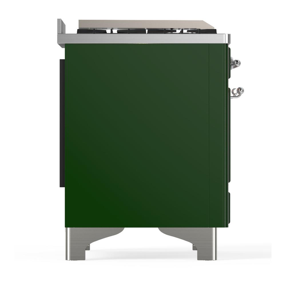 Ilve UM60FNR3EGC Ilve Um60Fnr3Egc Majestic Iii 60 Inch Dual Fuel Range With 9 Burners And Griddle, Dual Function Burner Up To 25,000 Btu (Natural Gas, Triple Glass Door, Emerald Green, Chrome)