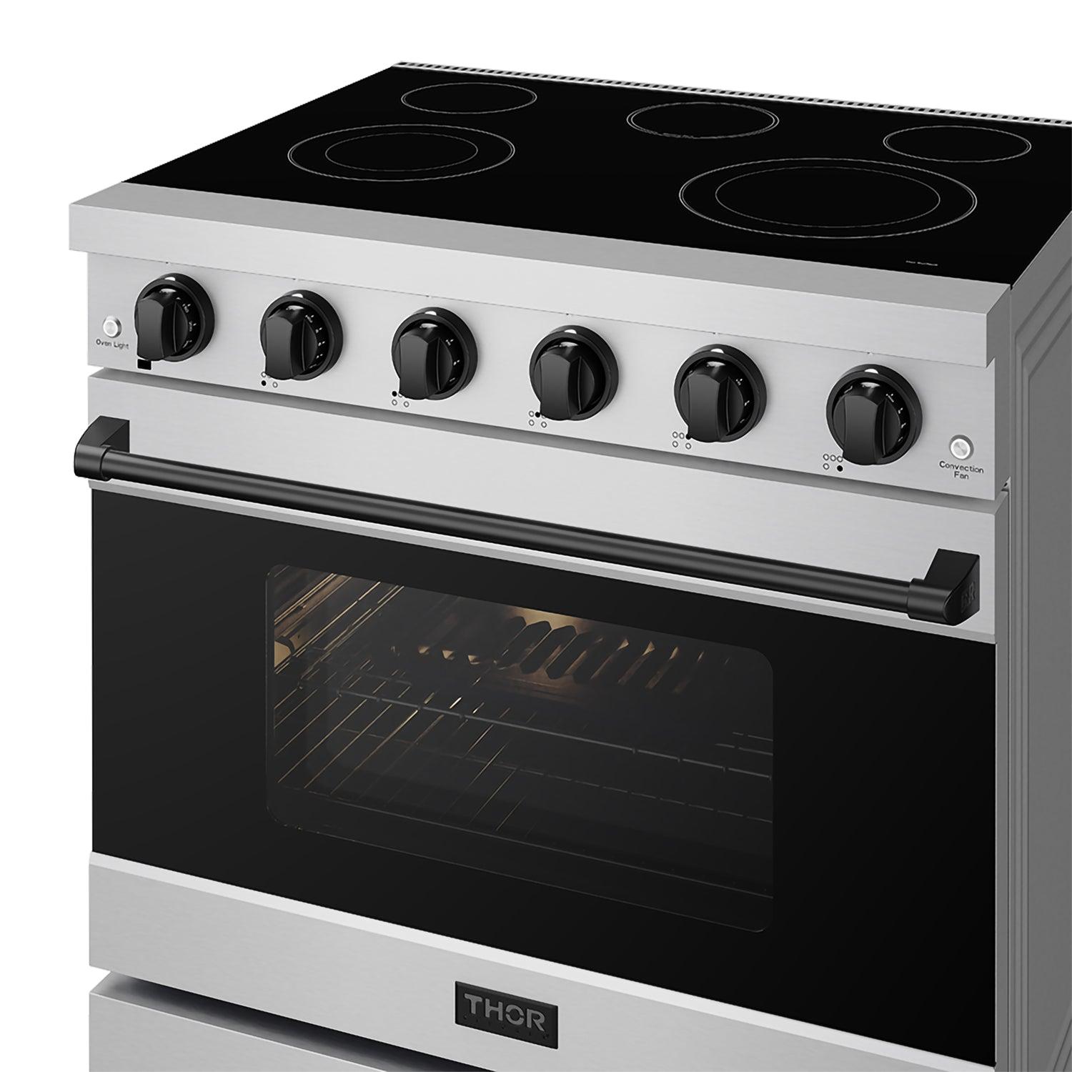 Thor Kitchen RSE36PBLK 36 Inch Professional Electric Range In Stainless Steel/Black Gordon Ramsay Series