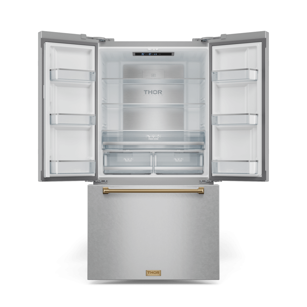 Thor Kitchen RF3621CTD99BRZ 36 Inch 20.3 Cu Ft French Door Counter Depth Refrigerator With Ice Maker In Stainless Steel/Bronze Gordon Ramsay Series - Rf3621Ctd99-Brz