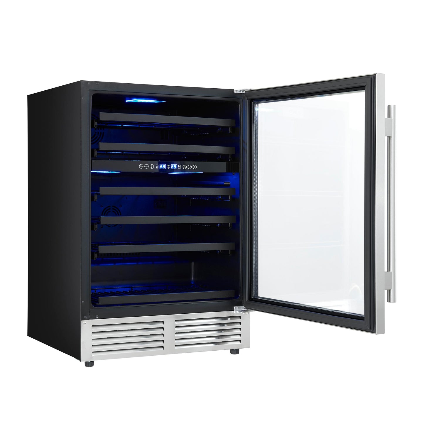 Forno FWCDR663424S Forno Bacchino 24 Inch Wine Cooler, Stainless Steel, With Led Lighting, Triple Glass Door, 51 Bottle Capacity, Built-In Or Freestanding