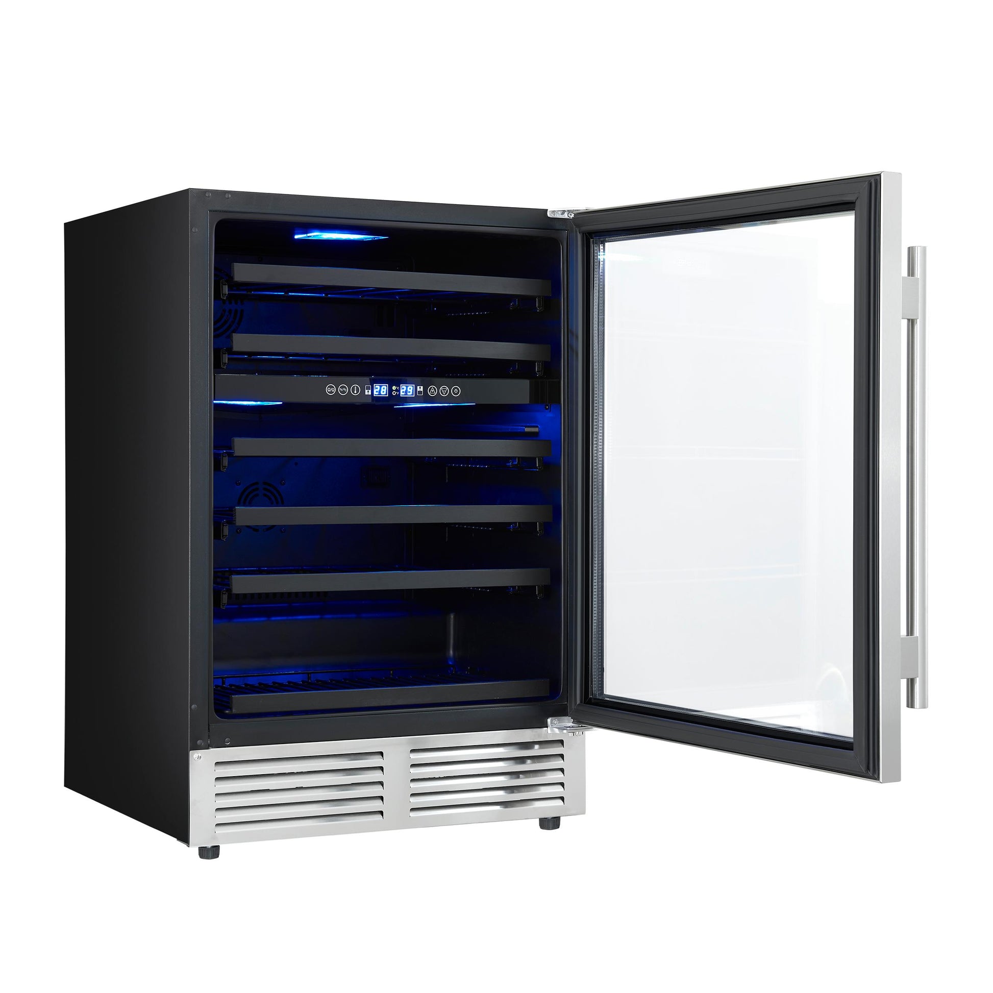 Forno FWCDR663424S Forno Bacchino 24 Inch Wine Cooler, Stainless Steel, With Led Lighting, Triple Glass Door, 51 Bottle Capacity, Built-In Or Freestanding