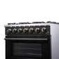 Forno FFSGS623936BLK Forno Massimo 36-Inch Black Freestanding Gas Range, 6 Sealed Burners, Convection Oven, Energy Efficient