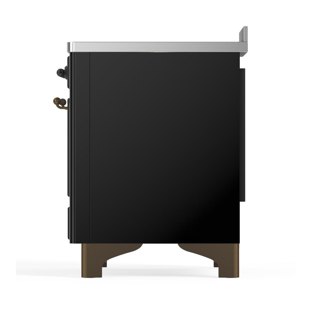 Ilve UMIB48NR3BKB Ilve Umib48Nr3Bkb Majestic Iii 48 Inch Induction Range With 6 Elements, 5.02 Cu. Ft. Total Oven Capacity (Triple Glass Door, Glossy Black, Burnished)