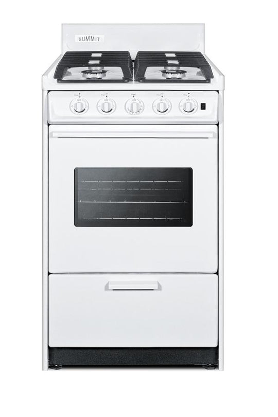 Summit WTM1107ISW 20" Wide Gas Range, Sealed Burners