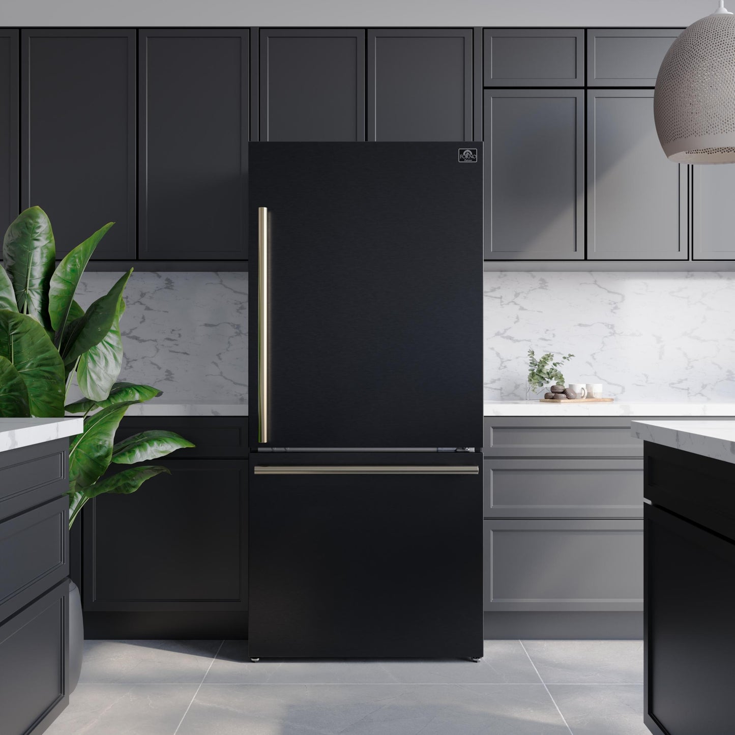 Forno FFFFD178531BLK Forno Milano Espresso 31-Inch Bottom Freezer Refrigerator, Black, 17.2 Cu.Ft Capacity, Energy Efficient