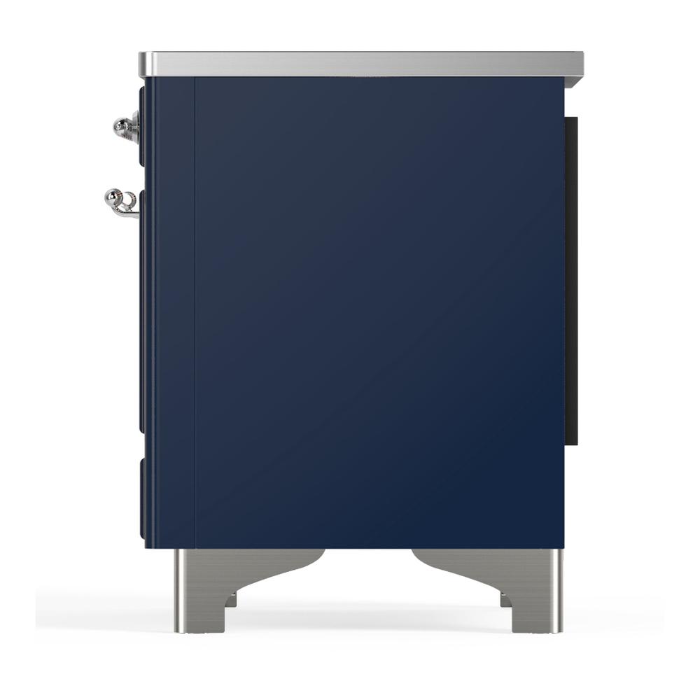 Ilve UMIB36QNR3MBC Ilve Umib36Qnr3Mbc Majestic Iii 36 Inch Induction Range With 6 Elements, 3.5 Cu. Ft. Total Oven Capacity (Solid Door, Midnight Blue, Chrome)