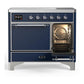 Ilve UMDIB40QNR3MBC Ilve Umdib40Qnr3Mbc Majestic Iii 40 Inch Induction Range With 6 Elements, 3.82 Cu. Ft. Total Oven Capacity (Solid Door, Midnight Blue, Chrome)