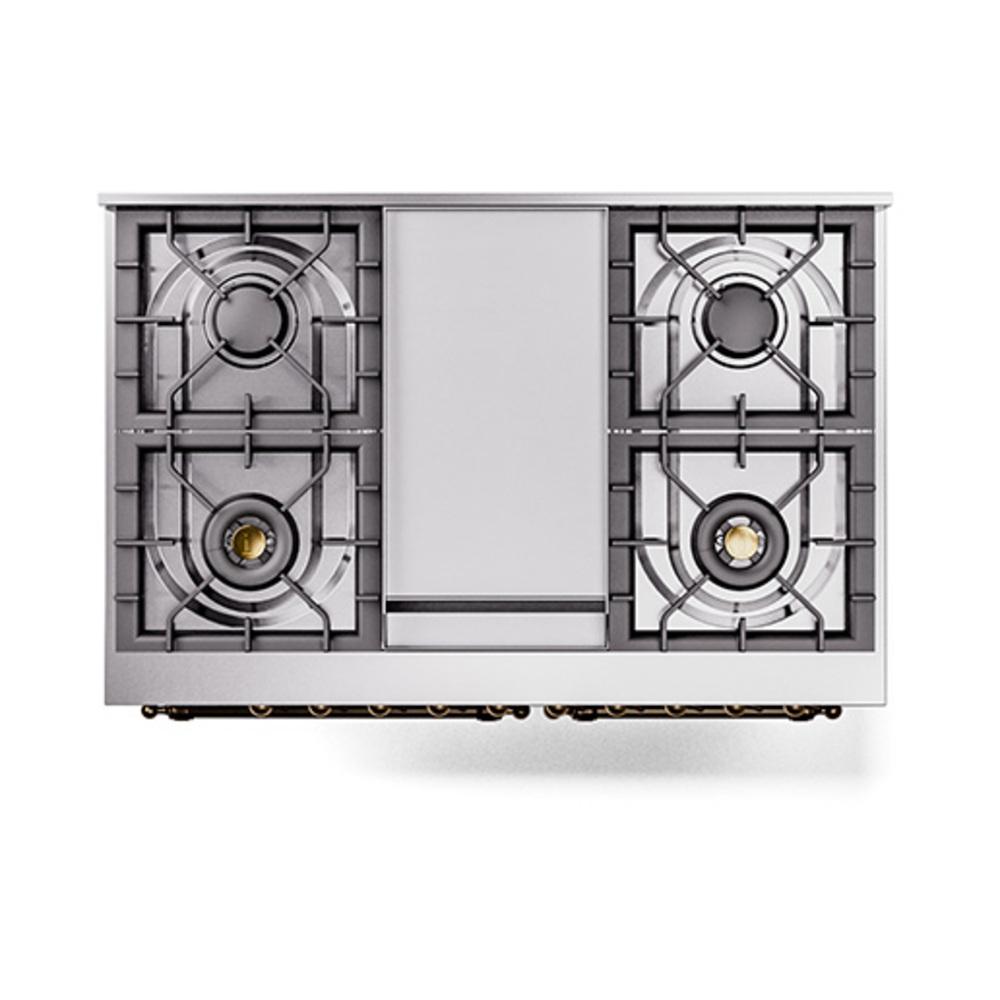 Ilve UND40FNMPMBBLP Ilve Und40Fnmpmbblp Nostalgie Ii Noblesse 40" Dual Fuel Range (Liquid Propane, Triple Glass Door, Midnight Blue, Burnished)