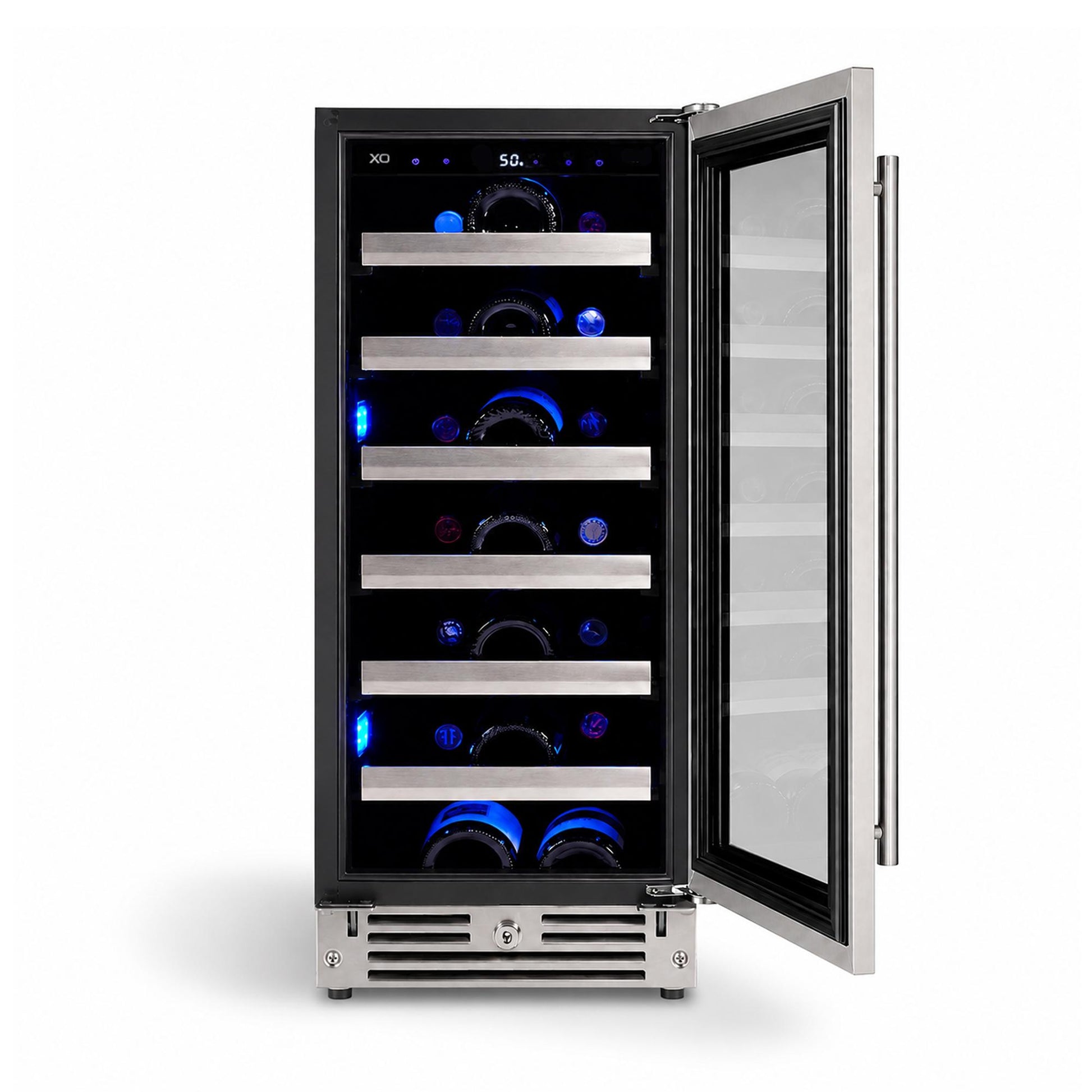 Xo Appliance XOU15WGSX 15" Wine Cooler, Stainless Steel Glass, Field Reversible Hinge