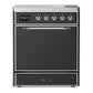 Ilve UMIB30QNR3MGC Ilve Umib30Qnr3Mgc Majestic Iii 30 Inch Induction Range With 4 Elements, 4 Cu. Ft. Oven Capacity (Solid Door, Graphite Matte, Chrome)