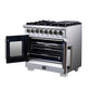 Forno FFSGS638736WHT Forno Capriasca 36 Inch Freestanding French Door Dual Fuel Range In White With Antique Brass Accessories, 6 Burners, True Convection Oven