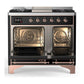 Ilve UMD40FNR3BKPLP Ilve Umd40Fnr3Bkplp Majestic Iii 40 Inch Dual Fuel Range With 6 Burners And Griddle, Dual Function Burner Up To 25,000 Btu (Liquid Propane, Triple Glass Door, Glossy Black, Copper)