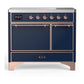 Ilve UMDIB40QNR3MBP Ilve Umdib40Qnr3Mbp Majestic Iii 40 Inch Induction Range With 6 Elements, 3.82 Cu. Ft. Total Oven Capacity (Solid Door, Midnight Blue, Copper)