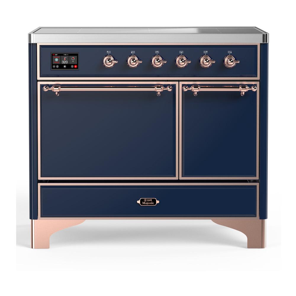 Ilve UMDIB40QNR3MBP Ilve Umdib40Qnr3Mbp Majestic Iii 40 Inch Induction Range With 6 Elements, 3.82 Cu. Ft. Total Oven Capacity (Solid Door, Midnight Blue, Copper)