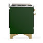 Ilve UMD40FNR3EGG Ilve Umd40Fnr3Egg Majestic Iii 40 Inch Dual Fuel Range With 6 Burners And Griddle, Dual Function Burner Up To 25,000 Btu (Natural Gas, Triple Glass Door, Emerald Green, Brass)