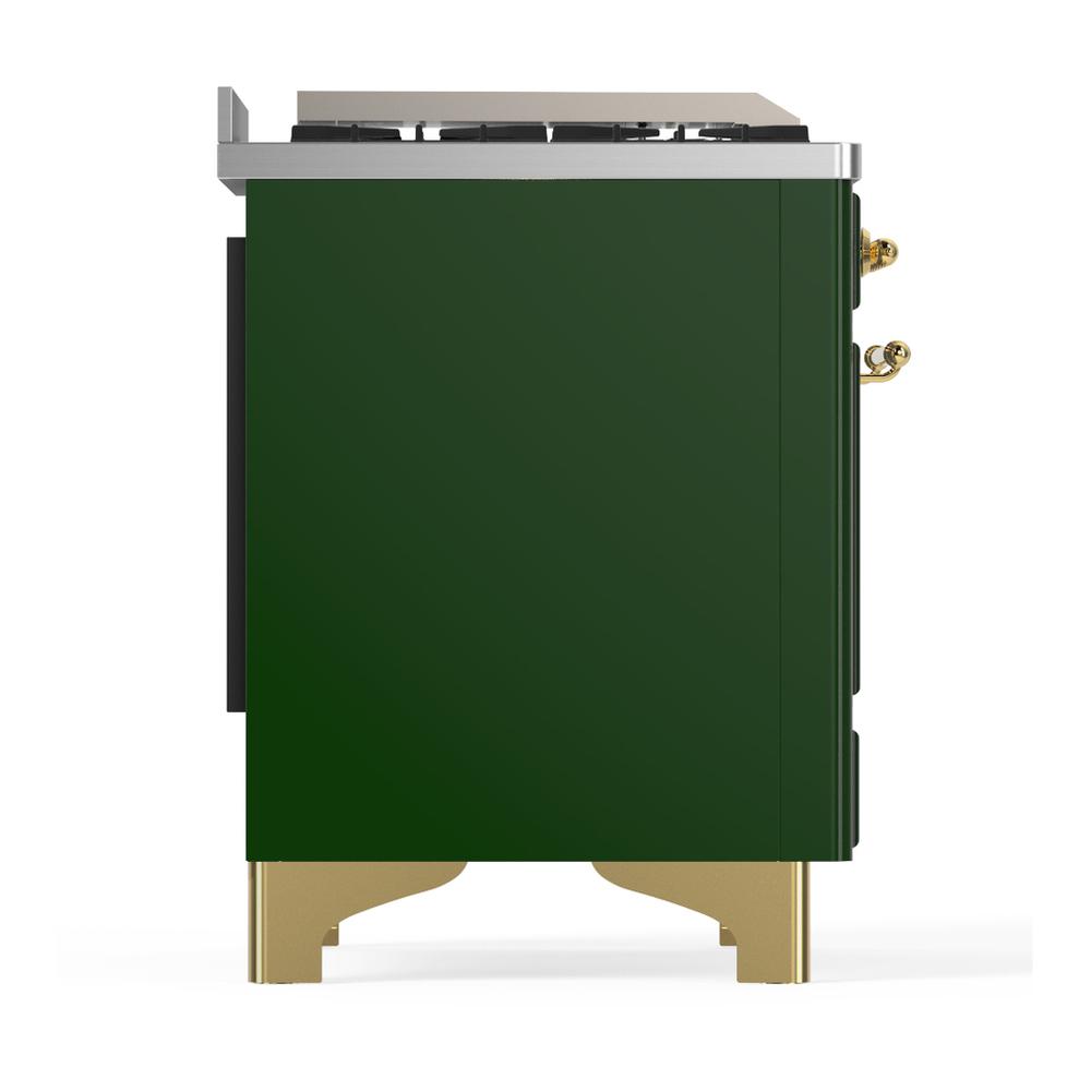 Ilve UMD40FNR3EGG Ilve Umd40Fnr3Egg Majestic Iii 40 Inch Dual Fuel Range With 6 Burners And Griddle, Dual Function Burner Up To 25,000 Btu (Natural Gas, Triple Glass Door, Emerald Green, Brass)
