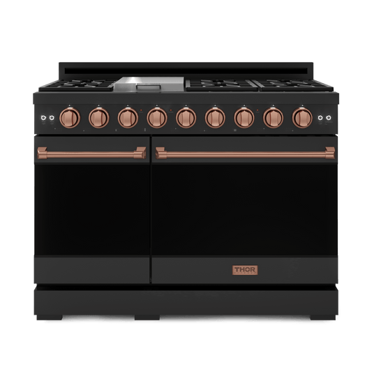 Thor Kitchen RSG48EBLPRSG 48 Inch Professional Lp Range With Pro-Style Knobs In Black/Rose Gold Gordon Ramsay Series - Rsg48Eblp-Rsg