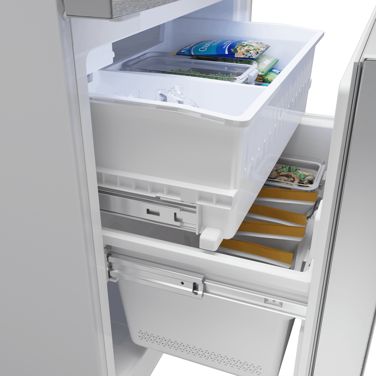 Bosch B33CM10SNS 100 Series, Free-Standing Fridge-Freezer With Freezer At Bottom, Brushed Steel (With Anti-Fingerprint), Total No Frost