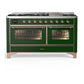 Ilve UM60FNR3EGPLP Ilve Um60Fnr3Egplp Majestic Iii 60 Inch Dual Fuel Range With 9 Burners And Griddle, Dual Function Burner Up To 25,000 Btu (Liquid Propane, Triple Glass Door, Emerald Green, Copper)