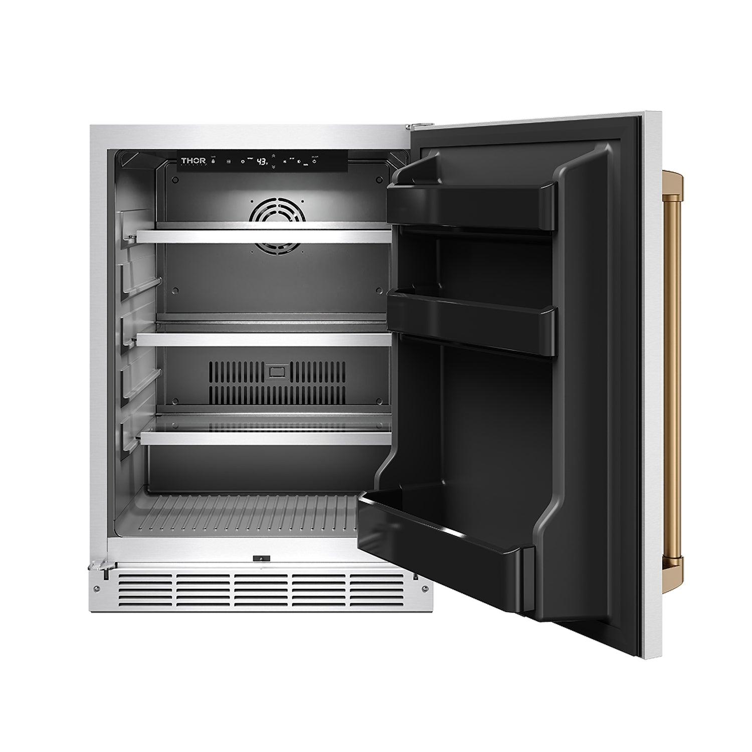 Thor Kitchen RBC24SSDBRZ Gordon Ramsay Collection 24 Inch Outdoor Undercounter Beverage Cooler In Stainless Steel/Bronze