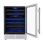 Forno FWCDR663424WHT Forno Bacchino 24 Inch Wine Cooler, White With Antique Brass Handles, With Led Lighting, Triple Glass Door, 51 Bottle Capacity, Built-In Or Freestanding