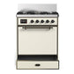 Ilve UM30QNR3AWB Ilve Um30Qnr3Awb Majestic Iii 30 Inch Dual Fuel Range With 5 Black Brass Burners, Dual Function Burner Up To 25,000 Btu (Natural Gas, Solid Door, Antique White, Burnished)