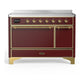Ilve UMIB48QNR3BUG Ilve Umib48Qnr3Bug Majestic Iii 48 Inch Induction Range With 6 Elements, 5.02 Cu. Ft. Total Oven Capacity (Solid Door, Burgundy, Brass)