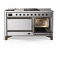 Ilve UM60FSQNR3SSB Ilve Um60Fsqnr3Ssb Majestic Iii 60 Inch Dual Fuel Range With 7 Burners, Griddle And French Top, Dual Function Burner With Up To 25,000 Btu (Natural Gas, Solid Door, Stainless Steel, Burnished)