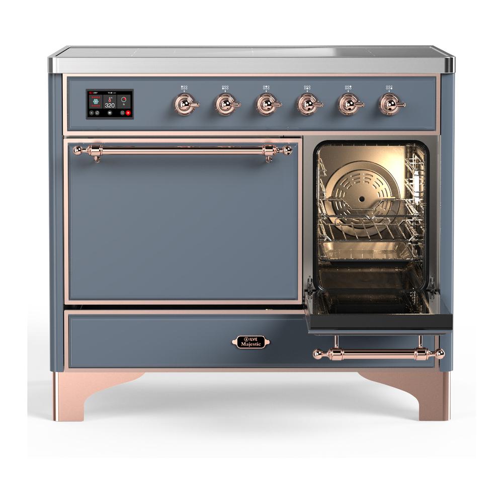 Ilve UMDIB40QNR3BGP Ilve Umdib40Qnr3Bgp Majestic Iii 40 Inch Induction Range With 6 Elements, 3.82 Cu. Ft. Total Oven Capacity (Solid Door, Blue Grey, Copper)
