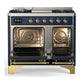 Ilve UMD40FNR3MBG Ilve Umd40Fnr3Mbg Majestic Iii 40 Inch Dual Fuel Range With 6 Burners And Griddle, Dual Function Burner Up To 25,000 Btu (Natural Gas, Triple Glass Door, Midnight Blue, Brass)