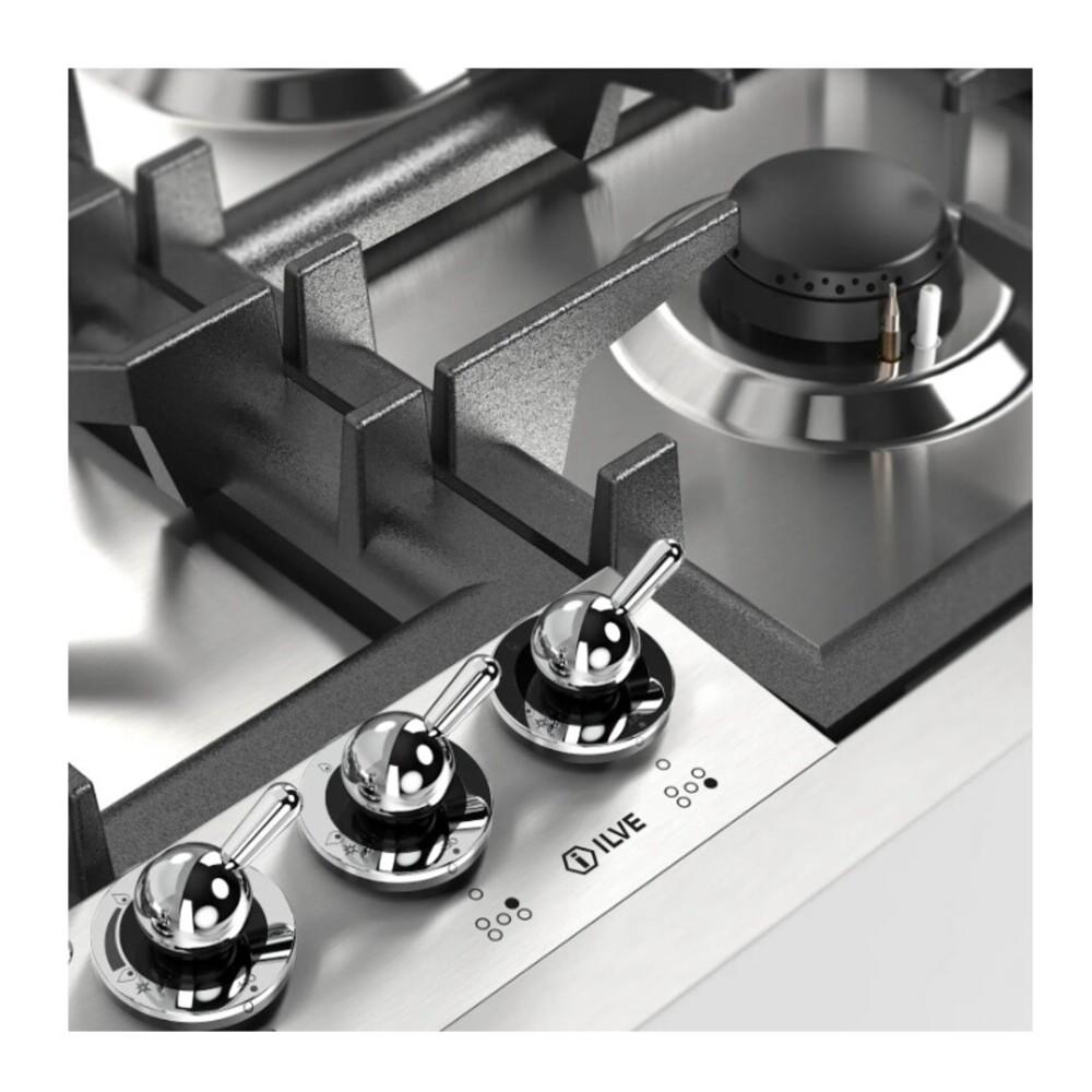 Ilve UHCPT95NSSC Ilve Uhcpt95Nssc Nostalgie Ii 36 Inch Built-In Gas Cooktop With Total Black Brass Burners, In Stainless Steel (5 Sealed Burners, Natural Gas, Chrome)