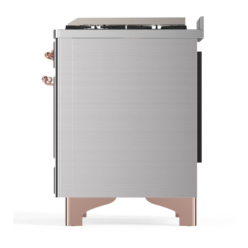 Ilve UM36FNR3SSPLP Ilve Um36Fnr3Ssplp Majestic Iii 36 Inch Dual Fuel Range With 6 Black Brass Burners And Griddle, Dual Function Burner Up To 25,000 Btu (Triple Glass Door, Stainless Steel, Copper, Liquid Propane)