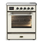 Ilve UMIB30NR3AWB Ilve Umib30Nr3Awb Majestic Iii 30 Inch Induction Range With 4 Elements, 4 Cu. Ft. Oven Capacity (Triple Glass Door, Antique White, Burnished)