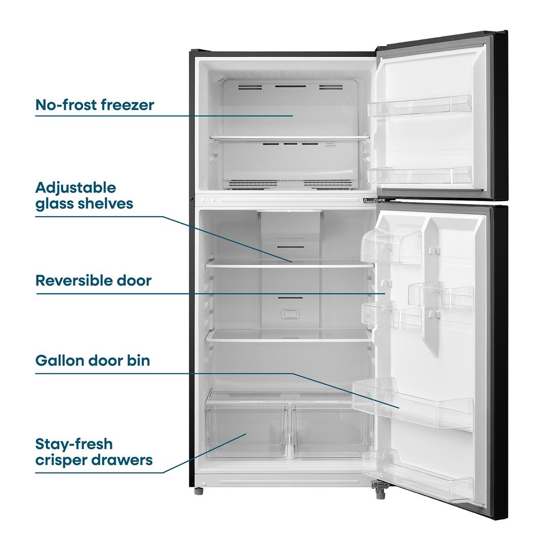 Element Appliance ERT18CSEB Element 18.1 Cu. Ft. Top Freezer Refrigerator - Black, Energy Star