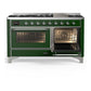 Ilve UM60FNR3EGC Ilve Um60Fnr3Egc Majestic Iii 60 Inch Dual Fuel Range With 9 Burners And Griddle, Dual Function Burner Up To 25,000 Btu (Natural Gas, Triple Glass Door, Emerald Green, Chrome)