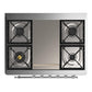 Ilve UM36FNR3BKCLP Ilve Um36Fnr3Bkclp Majestic Iii 36 Inch Dual Fuel Range With 6 Black Brass Burners And Griddle, Dual Function Burner Up To 25,000 Btu (Triple Glass Door, Glossy Black, Chrome, Liquid Propane)
