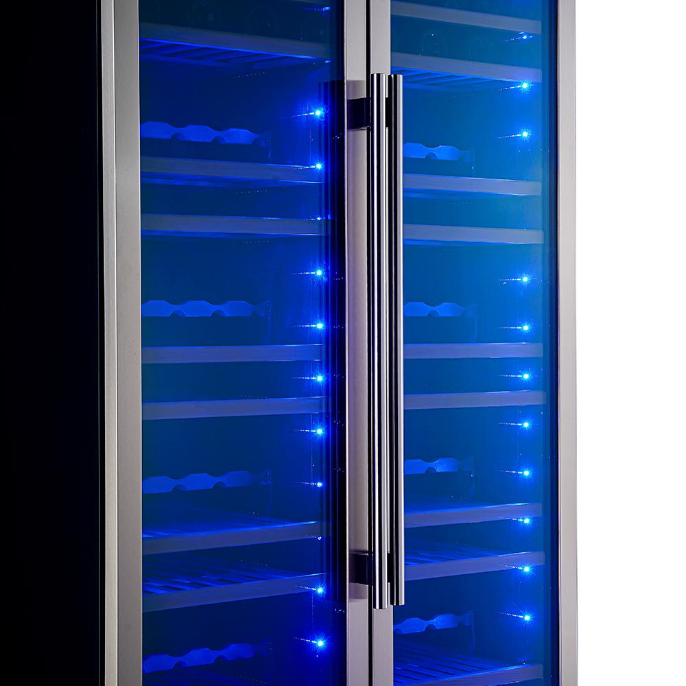 Forno FWCDR664240S Forno Vernazza 40-Inch Side-By-Side Dual Zone Wine Cellar, 25.07 Cu.Ft Capacity, Stainless Steel, Temperature Control, Uv-Protected Glass Door, Wooden Shelves